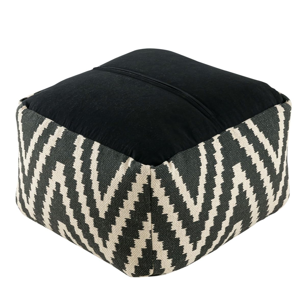 Kelim Sitzwürfel 50x50 H35cm Pouf Fußhocker Sitzhocker Bodenkissen Fußschemel Farbe schwarz