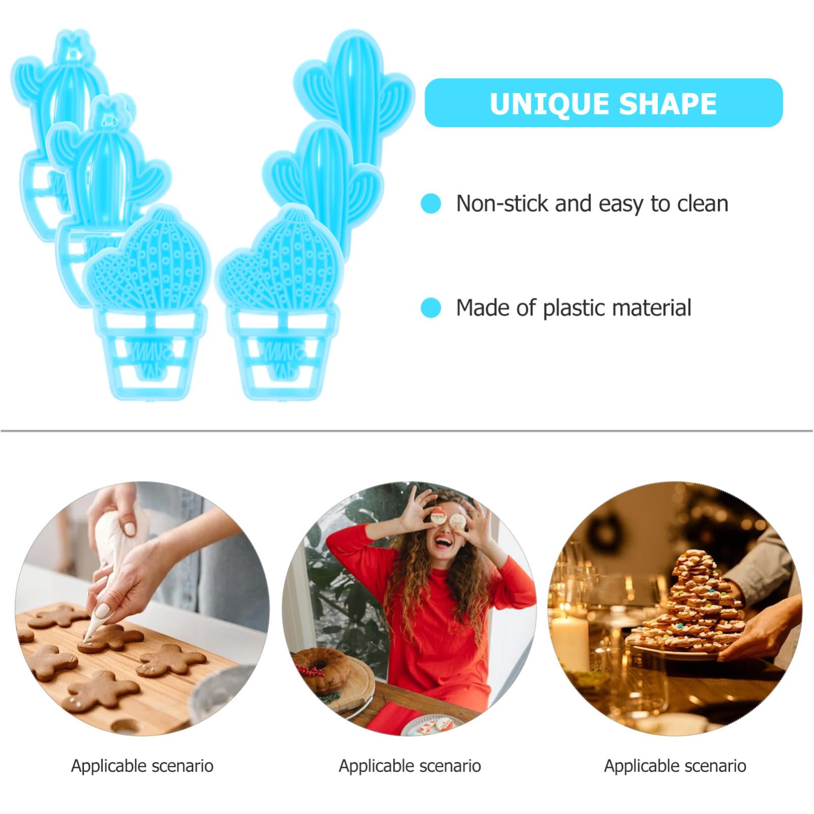 PRETYZOOM 4 Juegos Molde De Cactus Pastry Cutter Cortadores De Galletas Pan De Jengibre Cortador De Galletas Molde Metalico Para Galletas Suministros Para Hornear Galletas 6 Piezas * 4