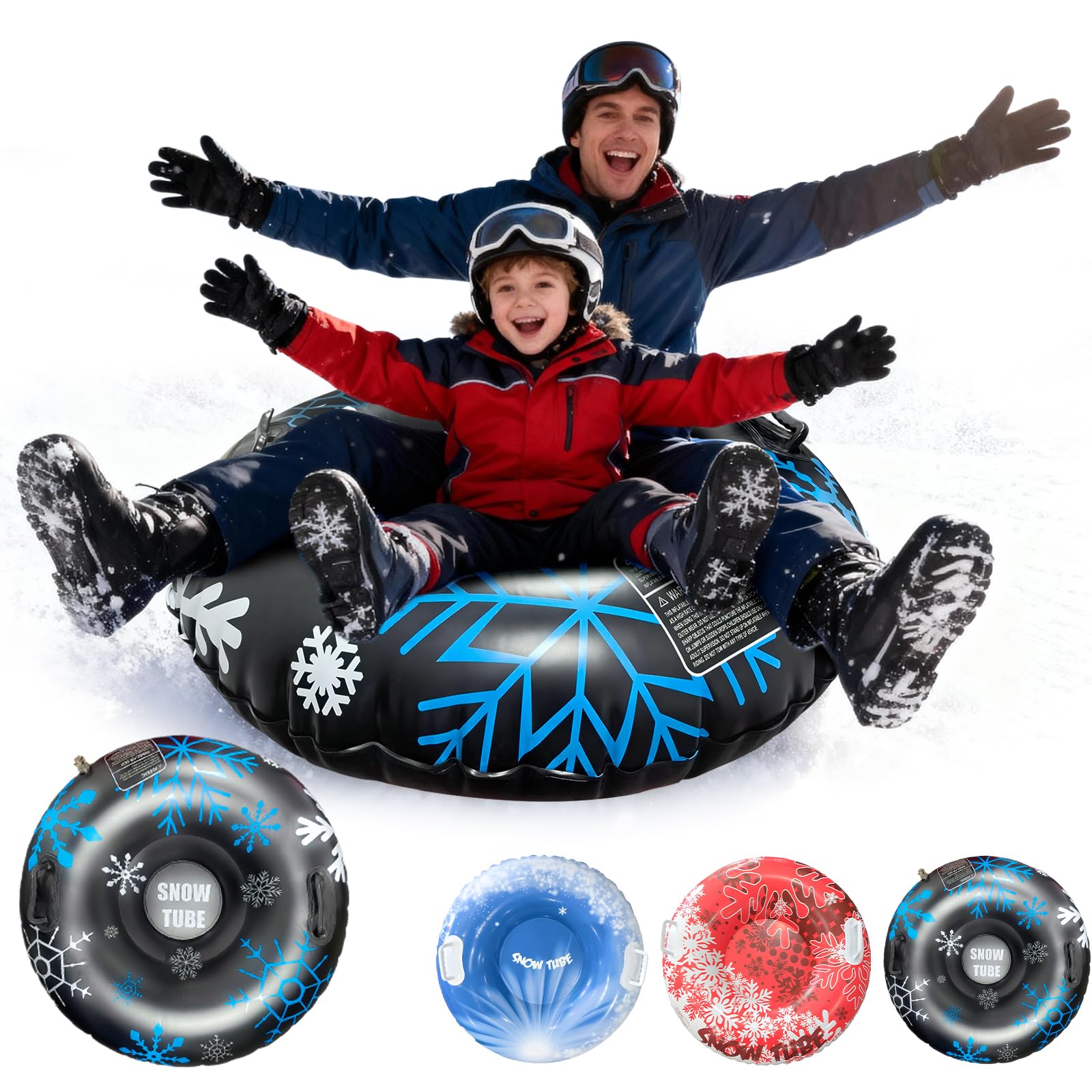 Trineo de Nieve Inflable con Asas de Goma Blanda, Antivuelco, Antifugas, Plegable