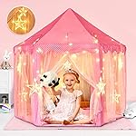 wilwolfer Princess Tent for Girls with Large Star Lights, Kids Play Tent Large Space Playhouse for Children Indoor Games, Gift Toy for Kids Girls & Boys