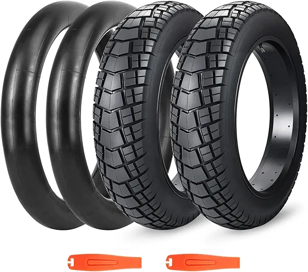 BALINGE 1/2 Pack Fat Tire for Ebike Mountain Bike Heavy Duty High-Performance Wear-Resistant E-Bike Mountain Snow Bike Tire 20" x 4",Black,1/2 Tires 1/2 Tubes 2levers