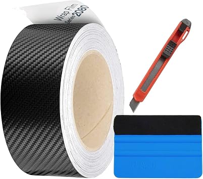 Vinyl Wrap 2080, CFS12 Carbon Fiber Finish - 0.5" to 8" Wide, up to 75ft Long Air Release Technology for Chrome Delete, Car Detailing, Home and DIY Projects 2 Inches x 5 FT