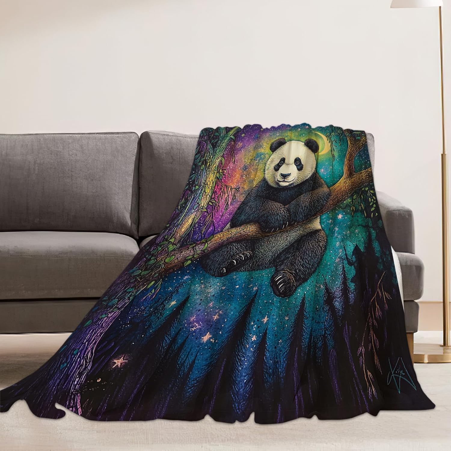 Panda Blanket, Cute Animal Throw Blanket, Pandas Gifts, Colorful Blankets, Pandas Stuff Fleece Flannel Plush for Women Men Boys Girls Lovers Adults Soft Bedding for Sofa Bed Office Home Decor 50"X40" - Image 3