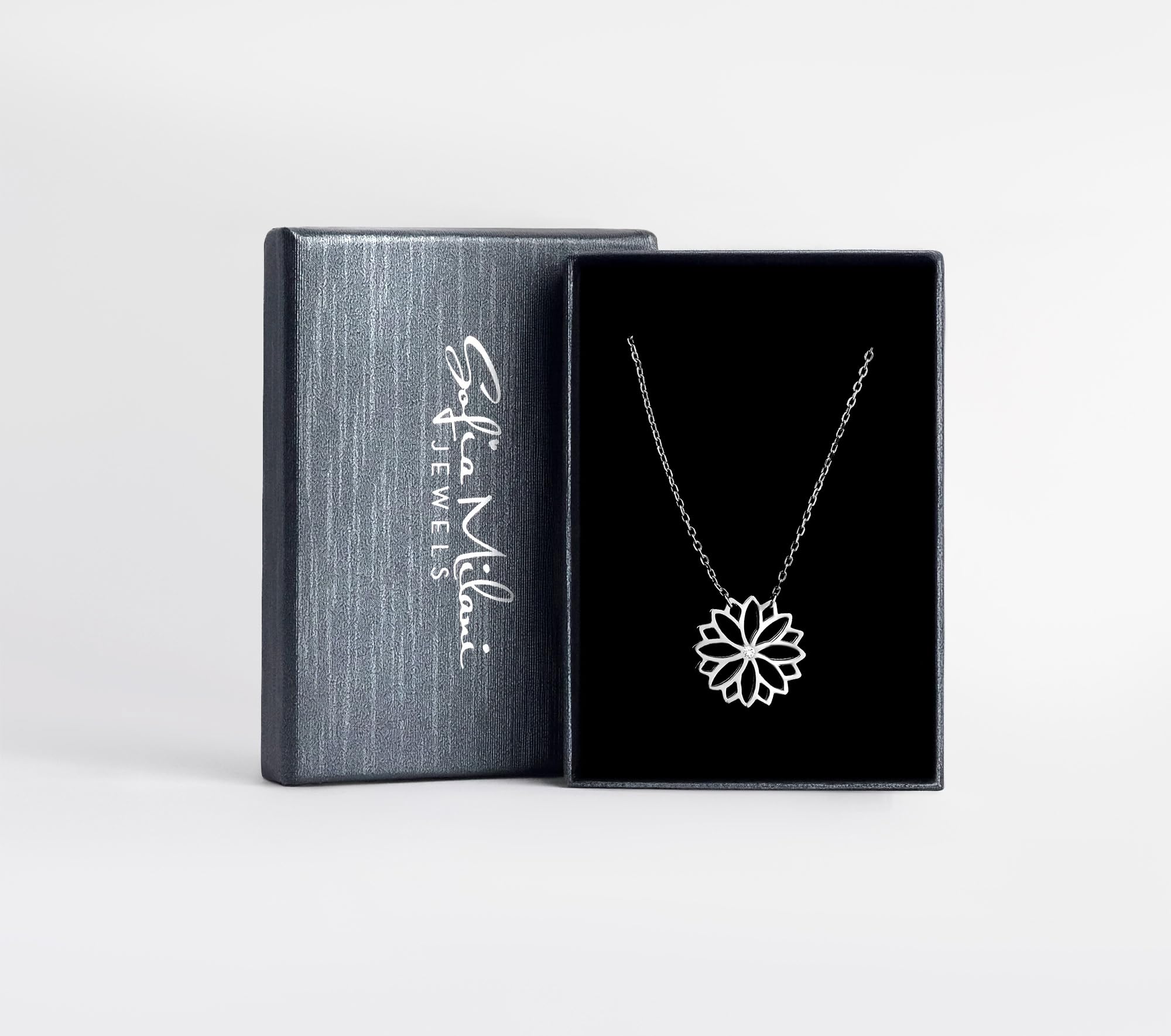 Sofia Milani - Collana da Donna in Argento 925 - con Pietra Zircone - Ciondolo a Fiore