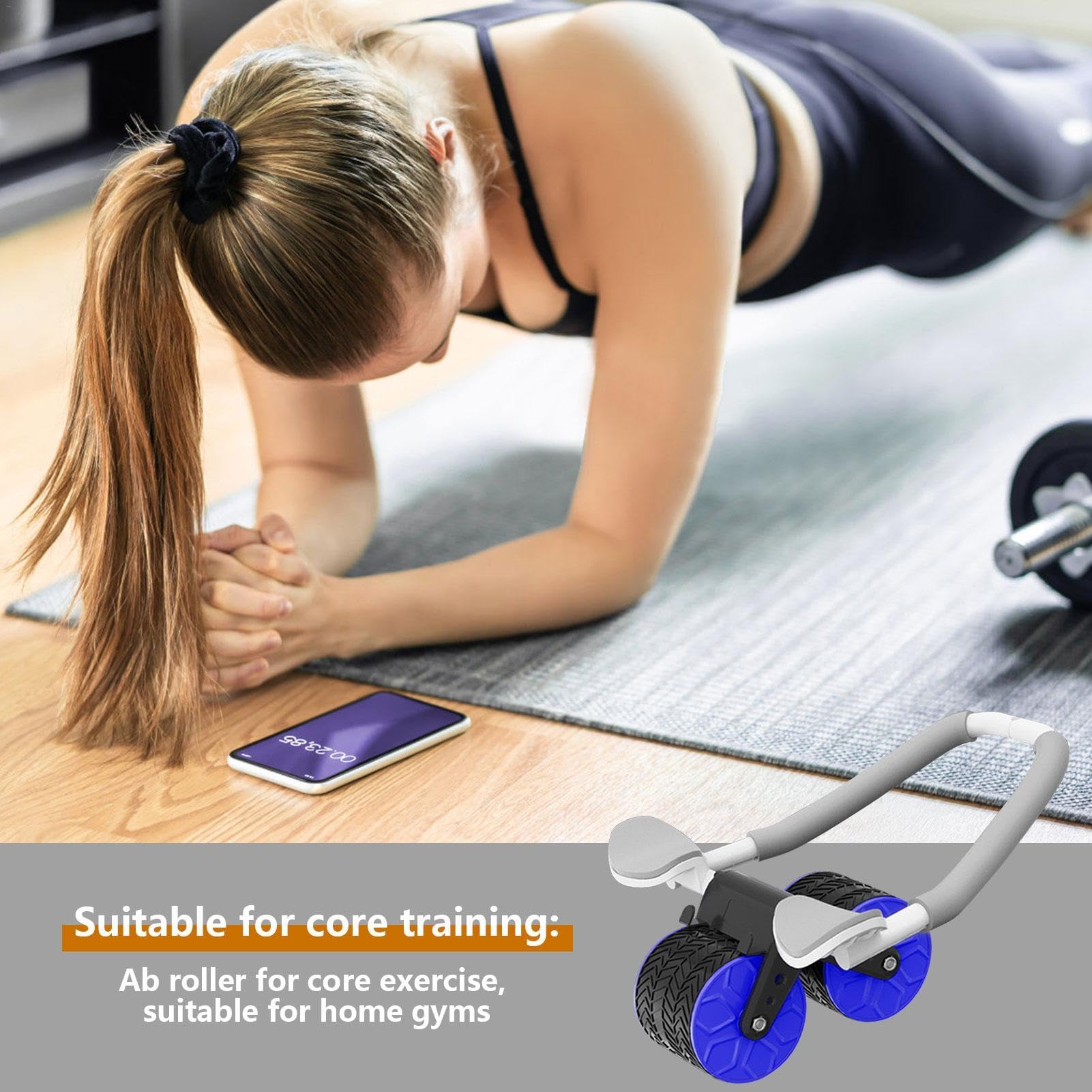 Bauchroller, Bauchroller, Bauchroller, Bauchroller, Ab-Roller, rutschfestes Abs-Rollrad | Verbesserer für das Training des Kerns, Abfederung, automatisch, leise