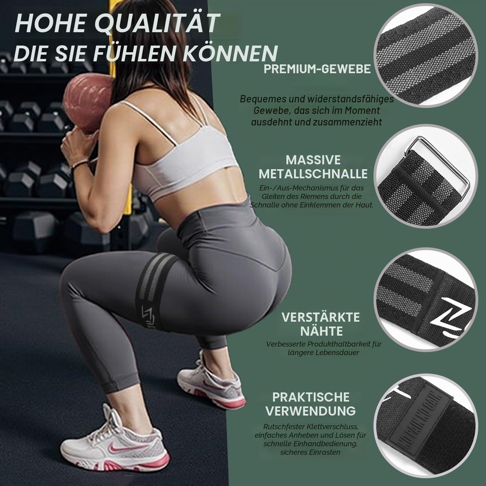 BFR Okklusionsbänder für Frauen, Beine, Gesäß, Hüftaufbau, bequeme, elastische Booty-Bänder für Blutflusstraining, Workouts zum schnellen Anheben von Po, Kniebeugen, Oberschenkel, Fitness