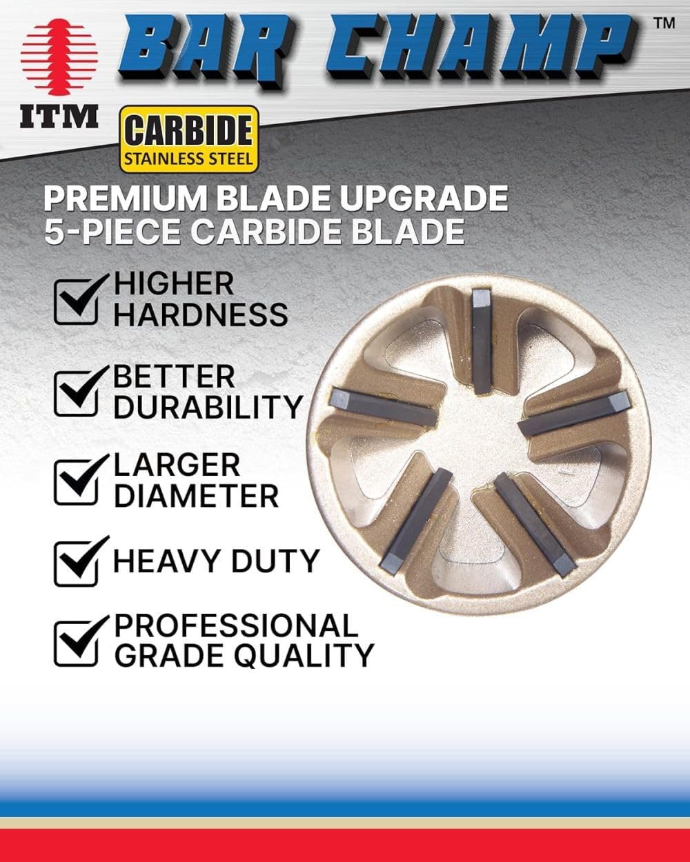 ITM Bar Champ - Medium - Premium Carbide External Chamfer Tool - Deburring Tool for Metal, Wood, Plastic - Ideal for Threaded Rod & Bolt Burr Removal - 3/8" Shank - Fits 1/2"- 1-3/8" (13mm-35mm)