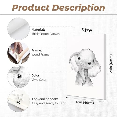 Miniatura 8 de Juego de 6 impresiones artísticas para pared de bebé niño, decoración de guardería, animal, arte de pared para niños, lienzo para guardería, arte de