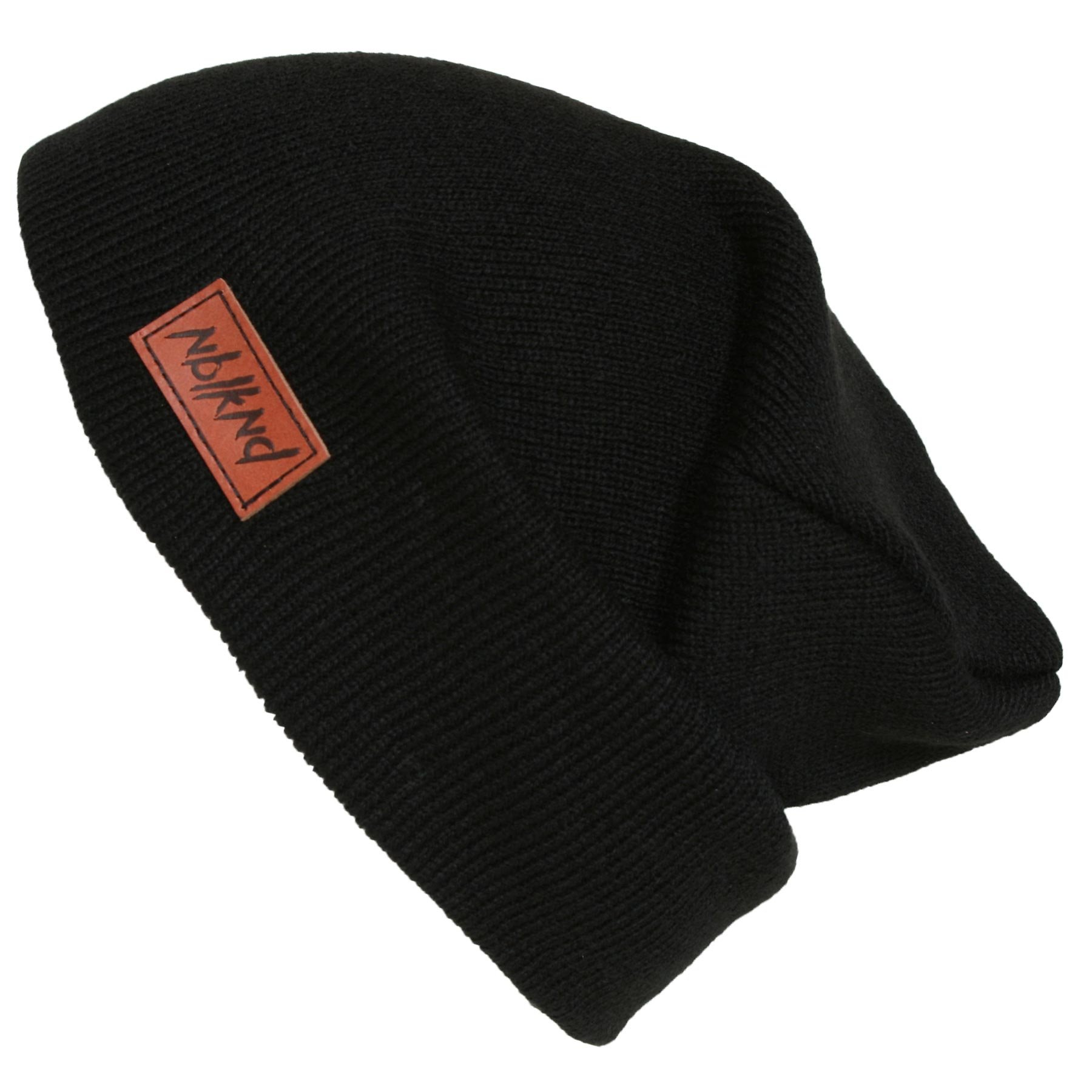 Nebelkind Unisex Beanie Classy skórzana łatka czapka dziergana czarna One Size