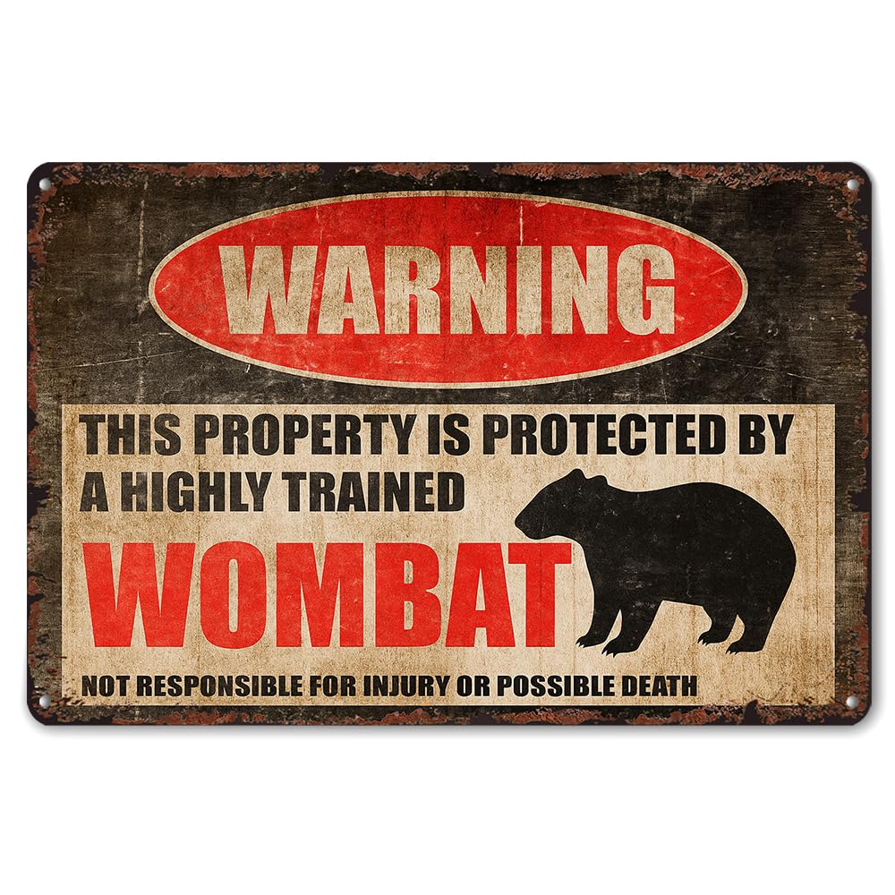 Yepyayqvk Tin Sign 237 Wombat Wombat Warning Vintage Aluminum Metal Tin Signs 6X8 Inches - For Living Room Backyard Patio Porch Kitchen Wall Decor