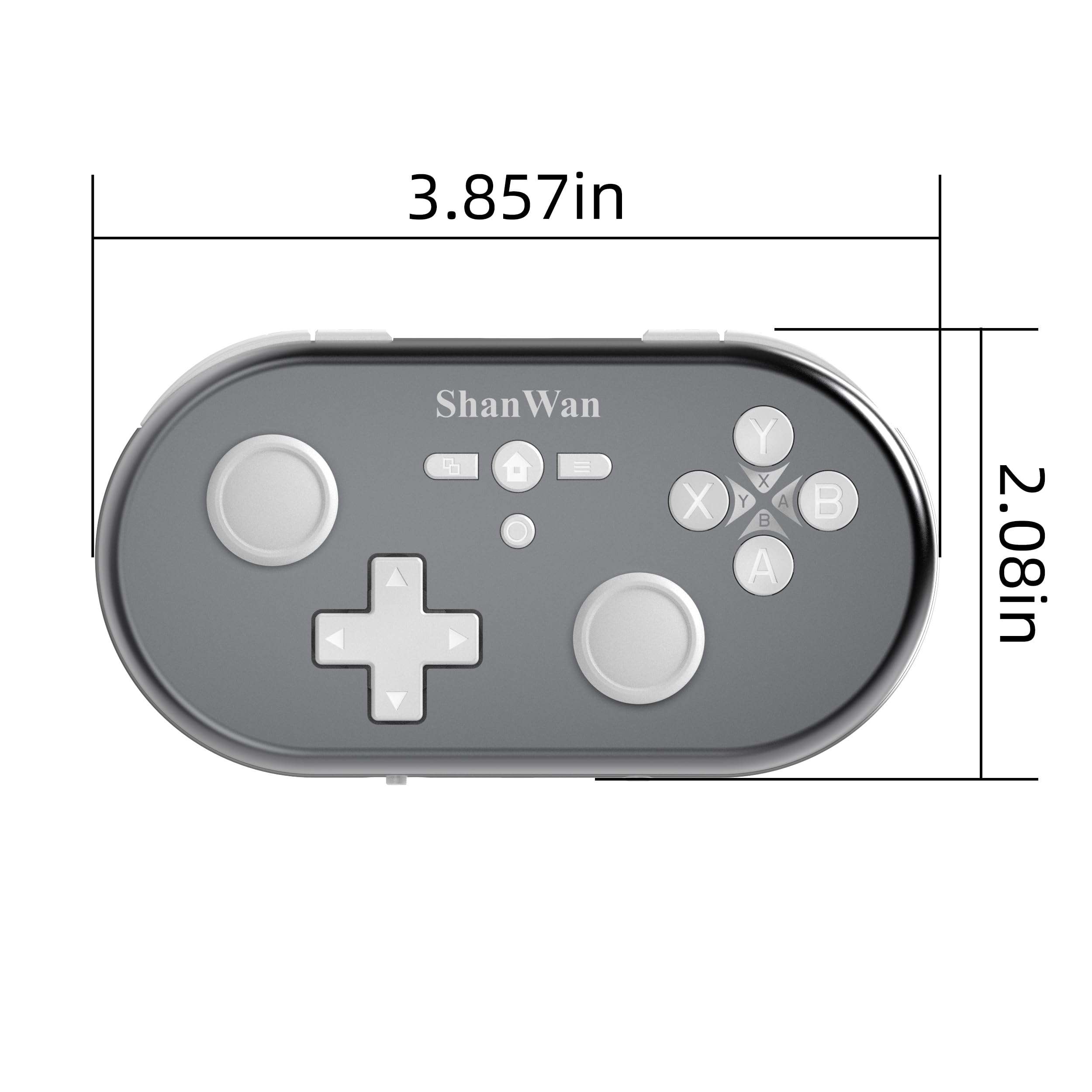 ShanWan Mini manette sans fil pour Switch, PC, iOS, Android, prend en charge le mode clavier pour iPad Procreate (argent)