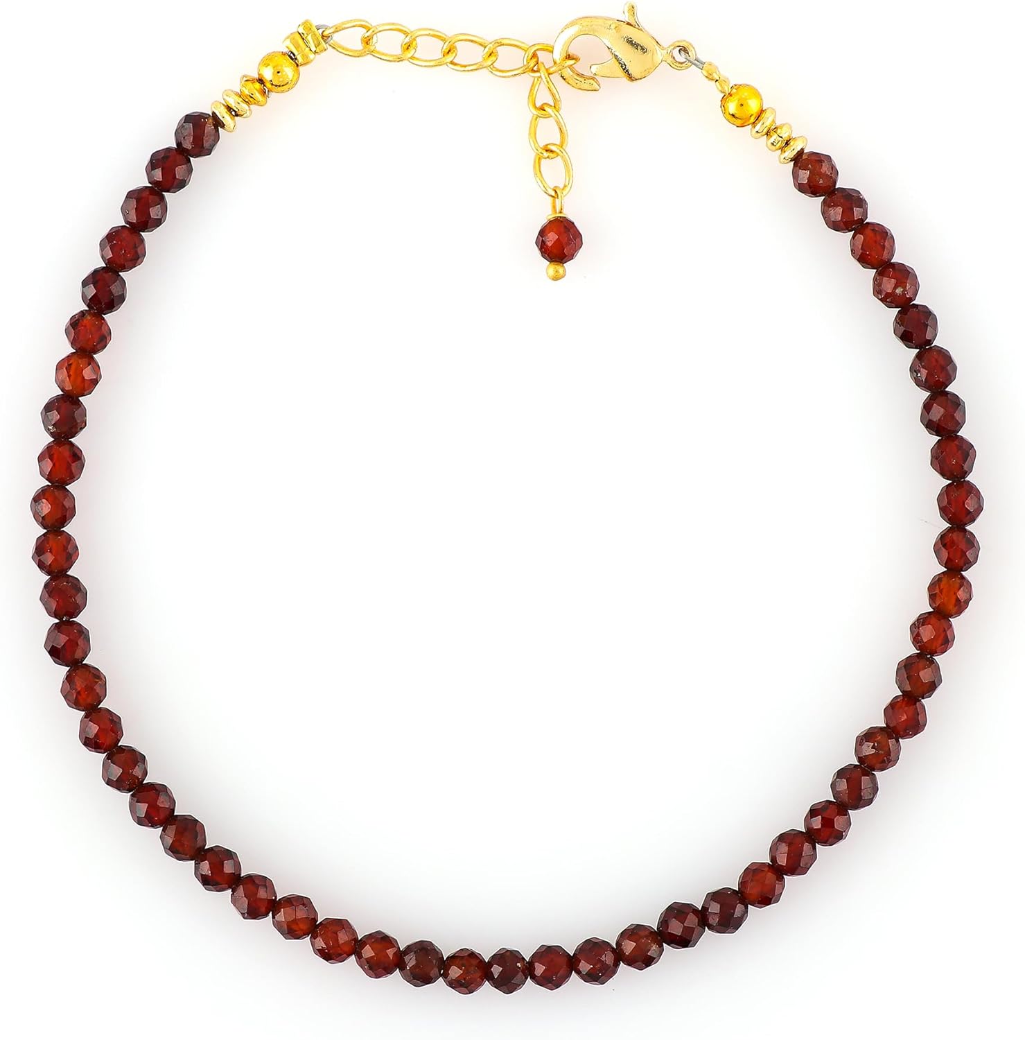 TGH Natural Gemstone Beaded Bracelet for Women - 3-3.5mm Micro Faceted Healing Crystal Bracelet - 7+1 Inch Gold Plated Adjustable