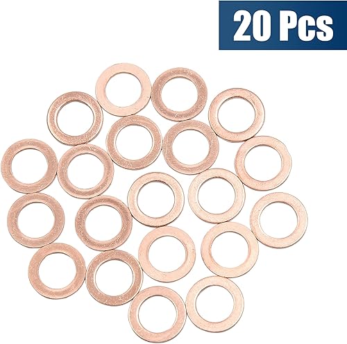 Miniatura 4 de X AUTOHAUX 20pcs M10 x 0.591 in x 0.039 in Cobre Arandela Plana Junta de Sellado Anillo para Tornillo Tuerca