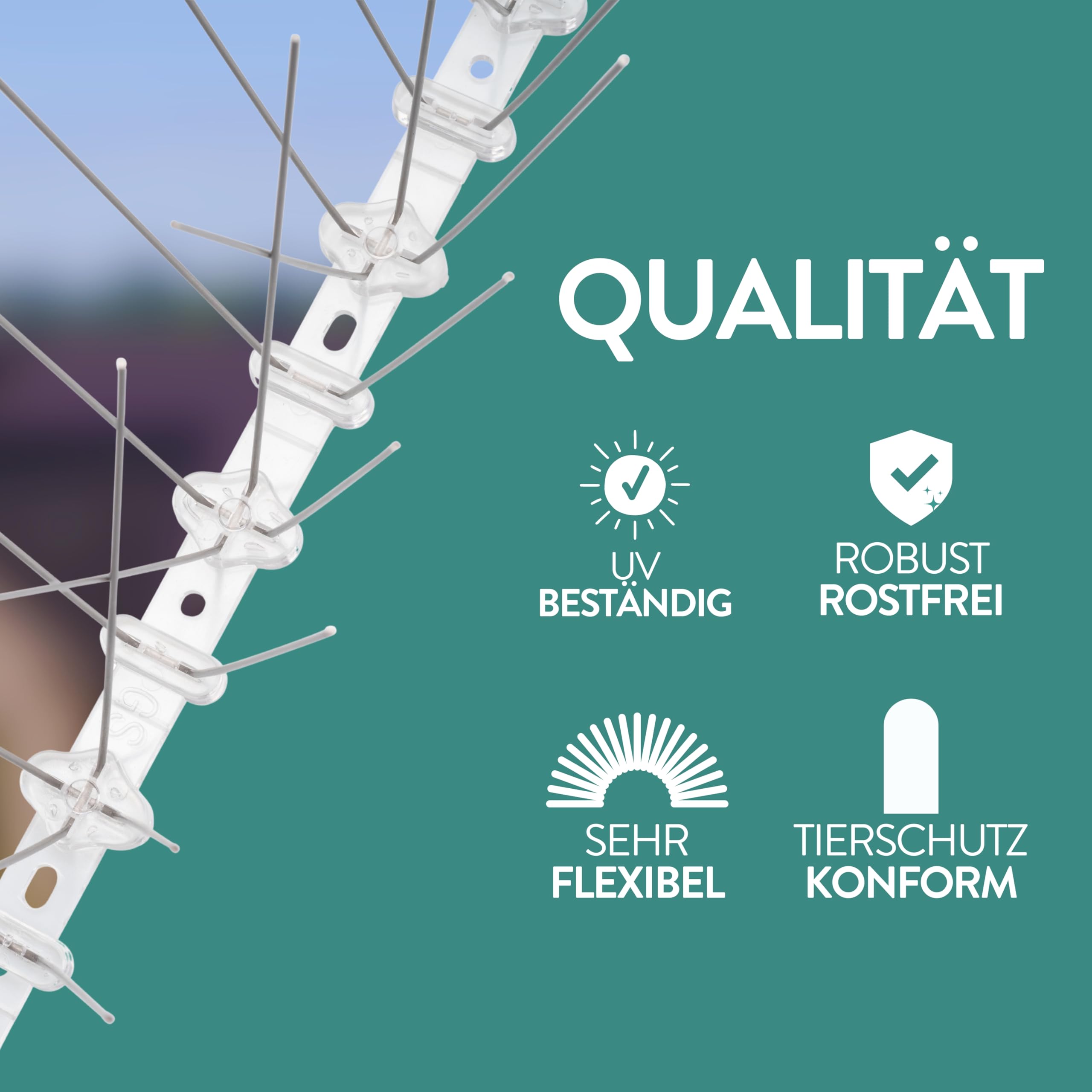 3 Meter Taubenabwehr Balkon Spikes vormontiert, Rostfreie Taubenschreck Vogelspikes, Vogelabwehr Spikes und Vogelschutz, Tierschutzkonformer Taubenschutz