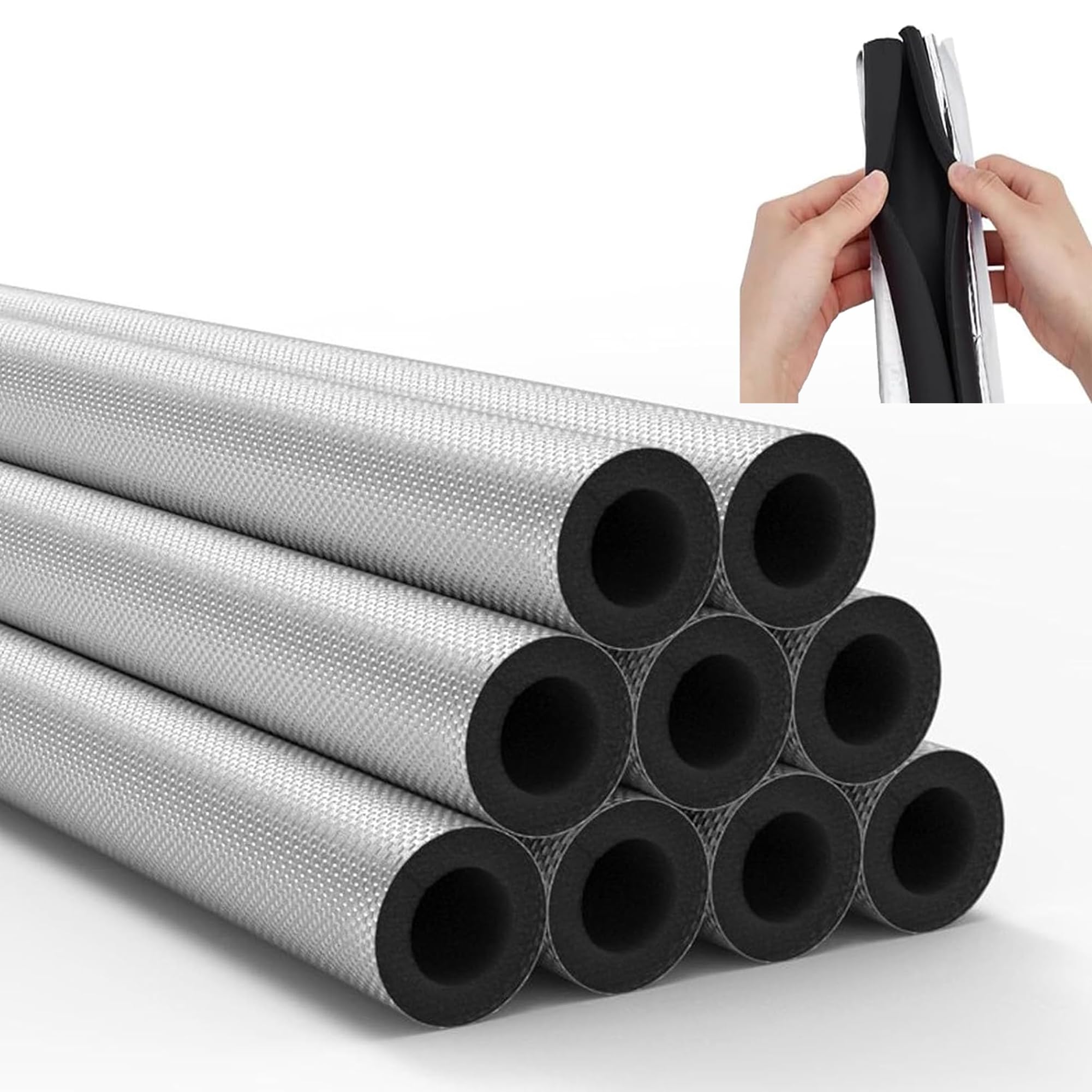 Isolante per Tubature in Resistente all'umidità, Tubo Isolante Antigelo per Esterni, Tubo Isolante in Schiuma per Tubi Condizionatore per Tubi Acqua Fredda e Calda (ID) 219mm x (T) 30mm