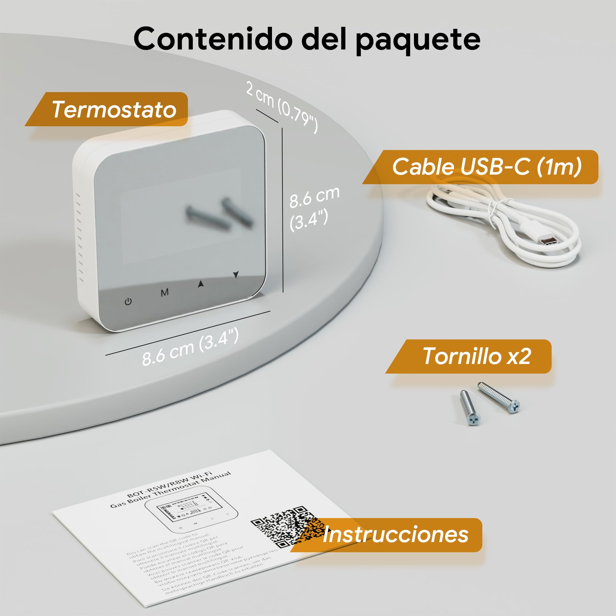 Termostato Calefaccion WiFi 2 Hilos,Termostato Caldera con batería,Termostatos programable Diariamente,Compatible con Google Assistant y Alexa,Controlable a Distancia a través de Tuya Smart