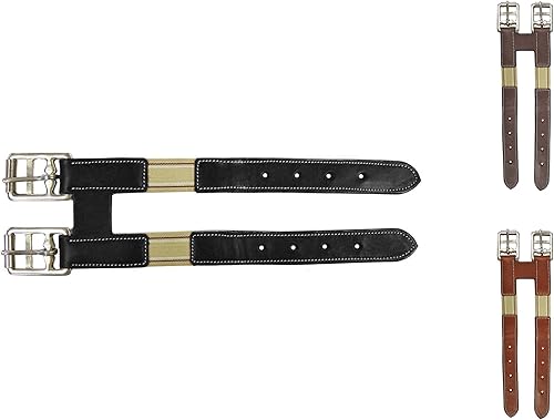 Miniatura 6 de Paris Tack English - Extensor de contorno elástico de cuero con hebillas de rodillo de acero inoxidable y elástico de doble capa.