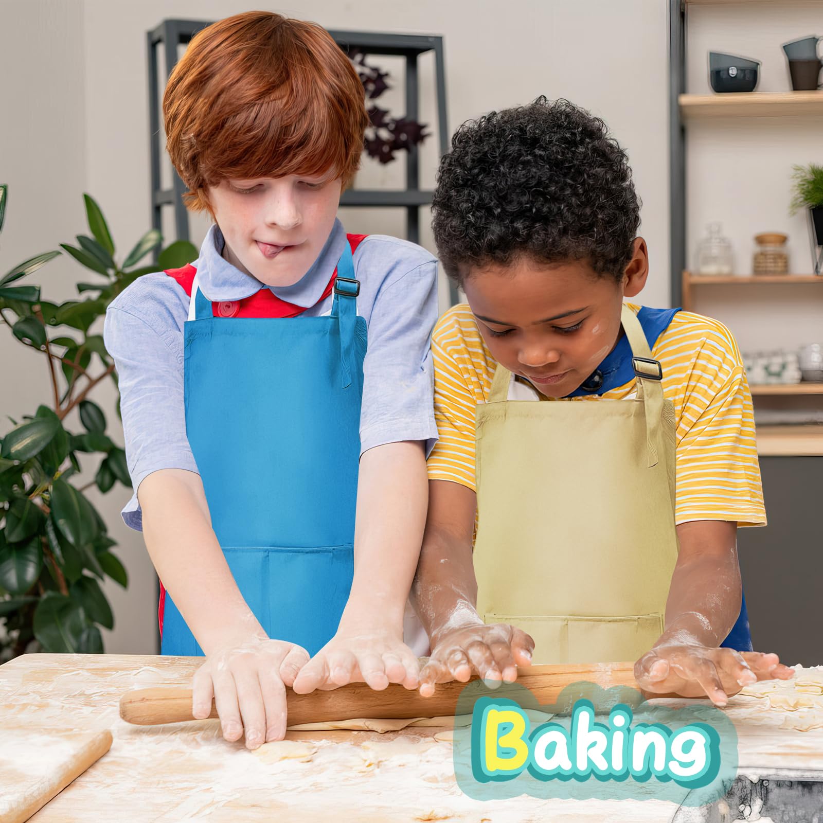 MALLOOM 20 grembiuli per bambini, grembiule da cucina regolabile con 2 tasche, grembiuli da cucina per bambini, set di grembiuli da cucina, cucina, cucina, pittura, cottura, cottura, ragazzi e ragazze