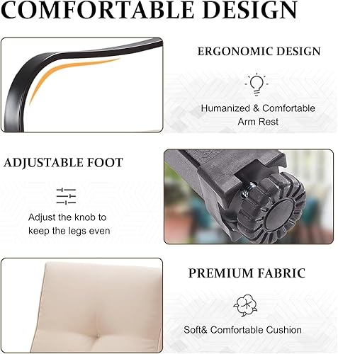 Miniatura 6 de GOOGIC Taburetes de bar giratorios para patio, juego de 2 sillas de bar giratorias con respaldo alto para exteriores, con cojín y marco de acero