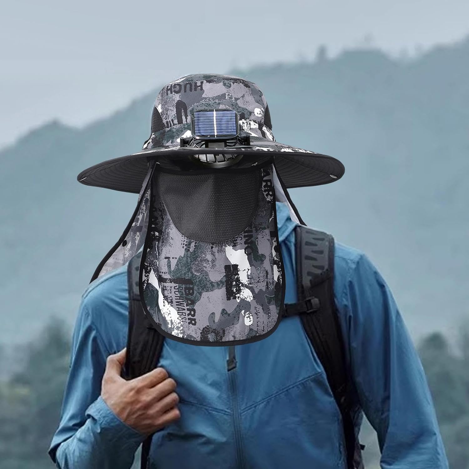 Fan Hat for Fishing and Outdoor Use