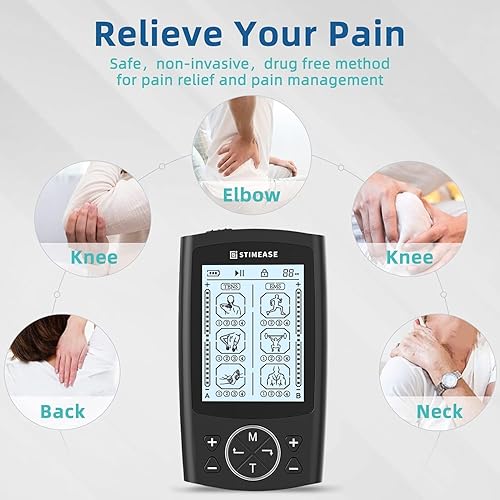 Miniatura 6 de Stimease Unidad TENS mejorada con almohadillas de electrodo de alta calidad, fabricada con gel médico estadounidense, fácil de usar y potente alivio