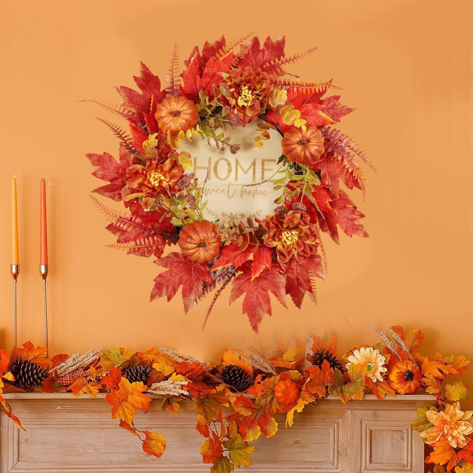 Herbst Türkranz 46 cm künstliche saisonale handgefertigte Dekoration