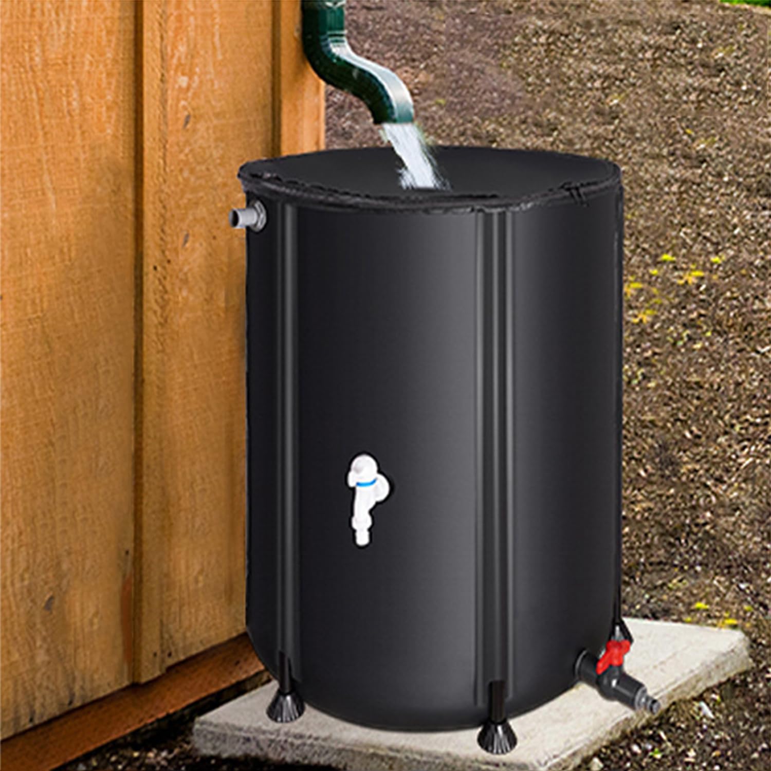 Serbatoio di Raccolta dell'Acqua piovana Pieghevole, con valvola di Scarico, Resistente ai Raggi UV, alla corrosione, alla Muffa e alle Crepe, per Lo stoccaggio dell'Acqua.,1000L