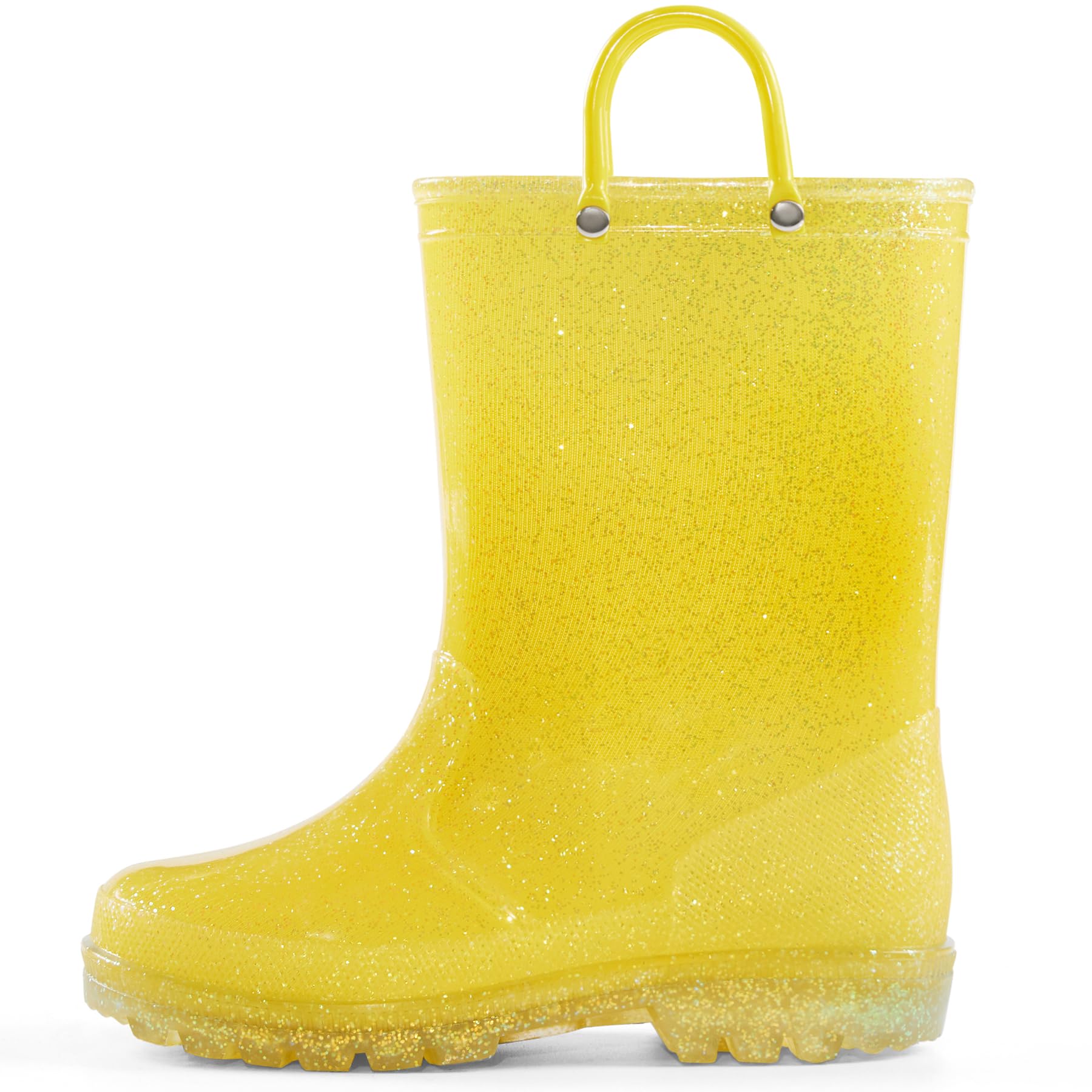 K KomForme Girls Rain Boots,Kids Glitter Waterproof Boots with Easy-on Handles