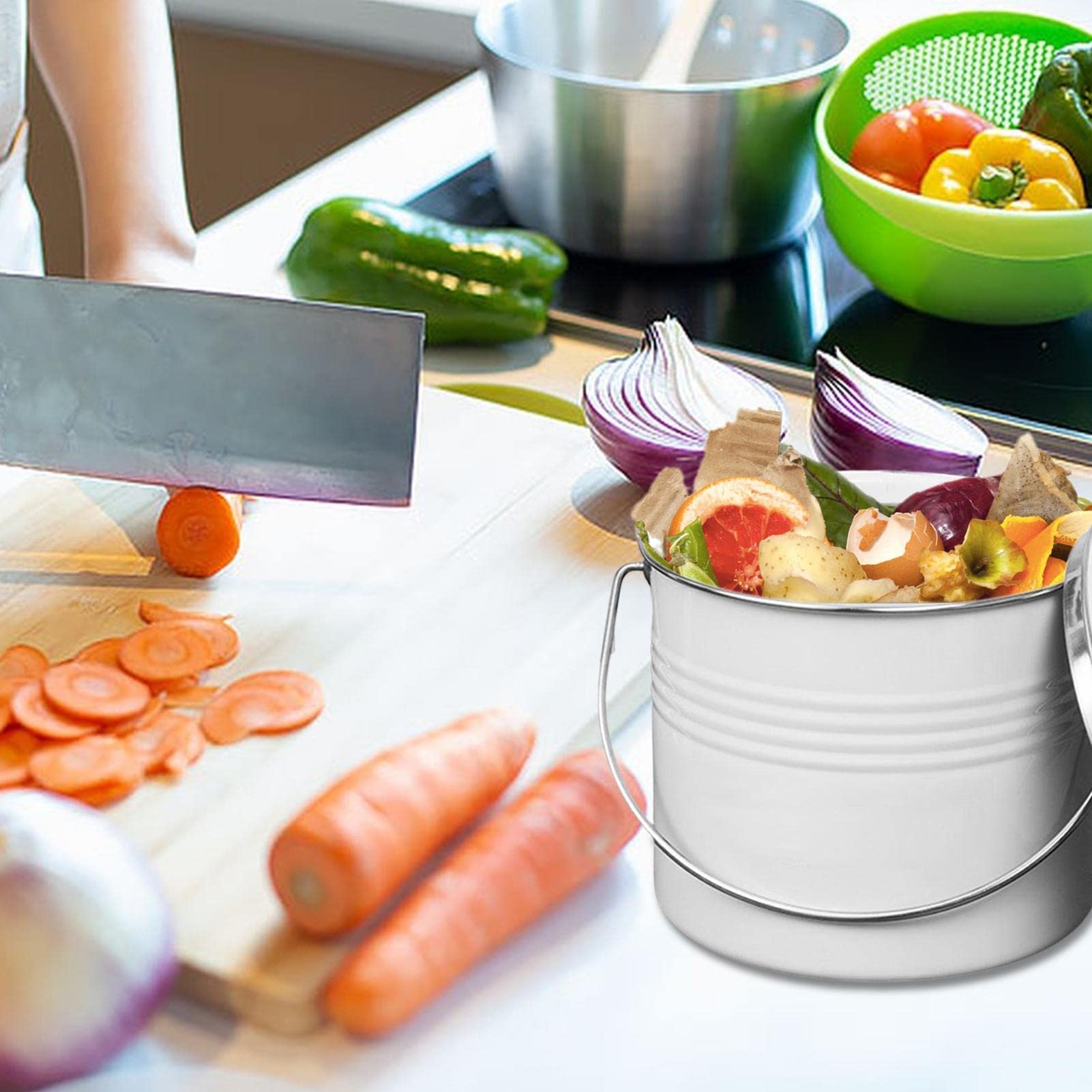 3er-Pack Hängemülleimer mit Deckel – rostfreier Küchentür-Mülleimer mit Geruchsfiltern – platzsparender Küchenabfallbehälter für einfache Entsorgung