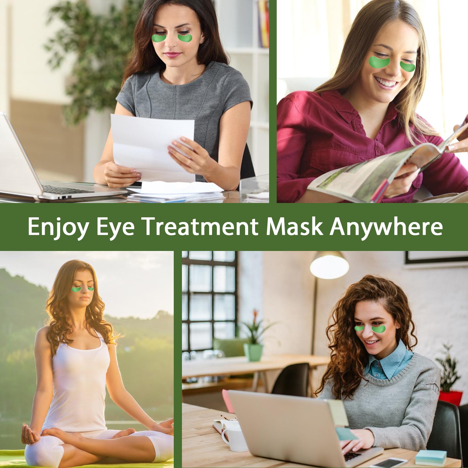 60 pezzi Maschera per Gli Occhi,Maschera per Gli Occhi di Acido Ialuronico Idratante,Avocado Patch Occhiaie, Rimuovi Borse e Gonfiore ,Pelle Lenitiva Ed è Facile da Usare