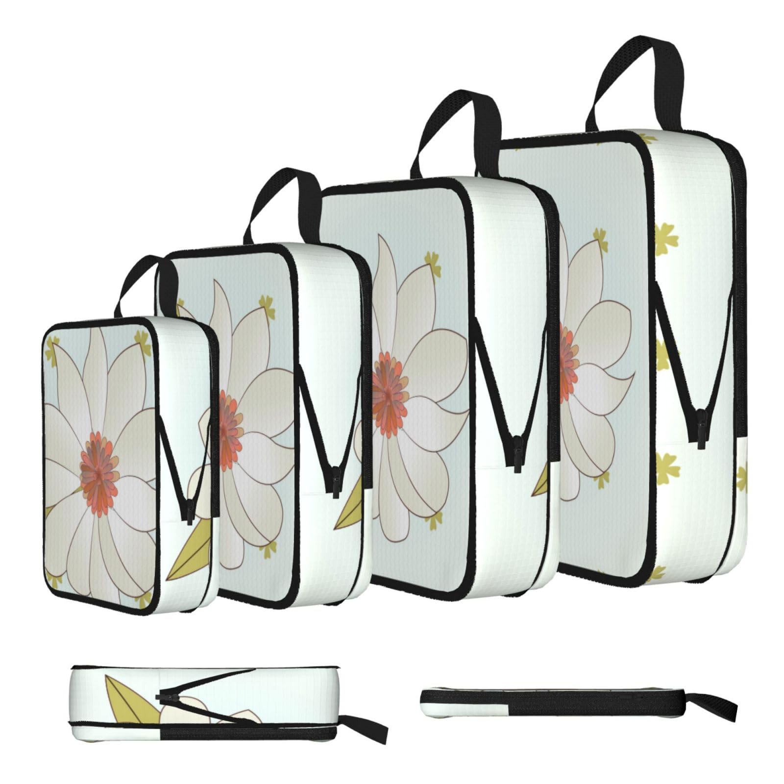 Sxzvvbn Black Camellia In Bloom Compression Packing Cubes 4 Piece Set