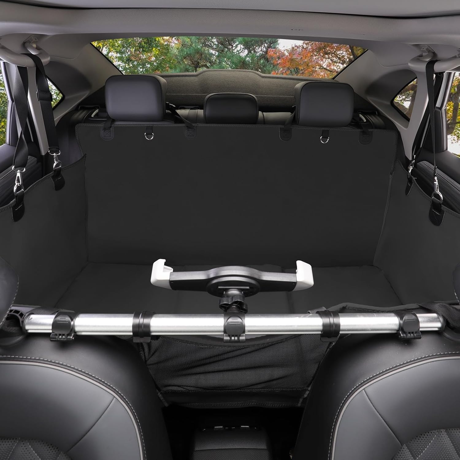 Furri&Me Dog Car Seat Cover, Back Seat Cover for Dogs Pet Car Seat Protector 400lbs Capacity Waterproof Non-Slip Bench Hard Bottom Car Seat Cover for Most Cars Trucks SUVs(Black)