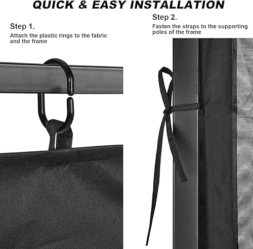 Miniatura 8 de Mosquitera universal de repuesto para kiosco de 10 x 12 pies, 4 paneles con cremalleras dobles para patio (solo mosquitera)