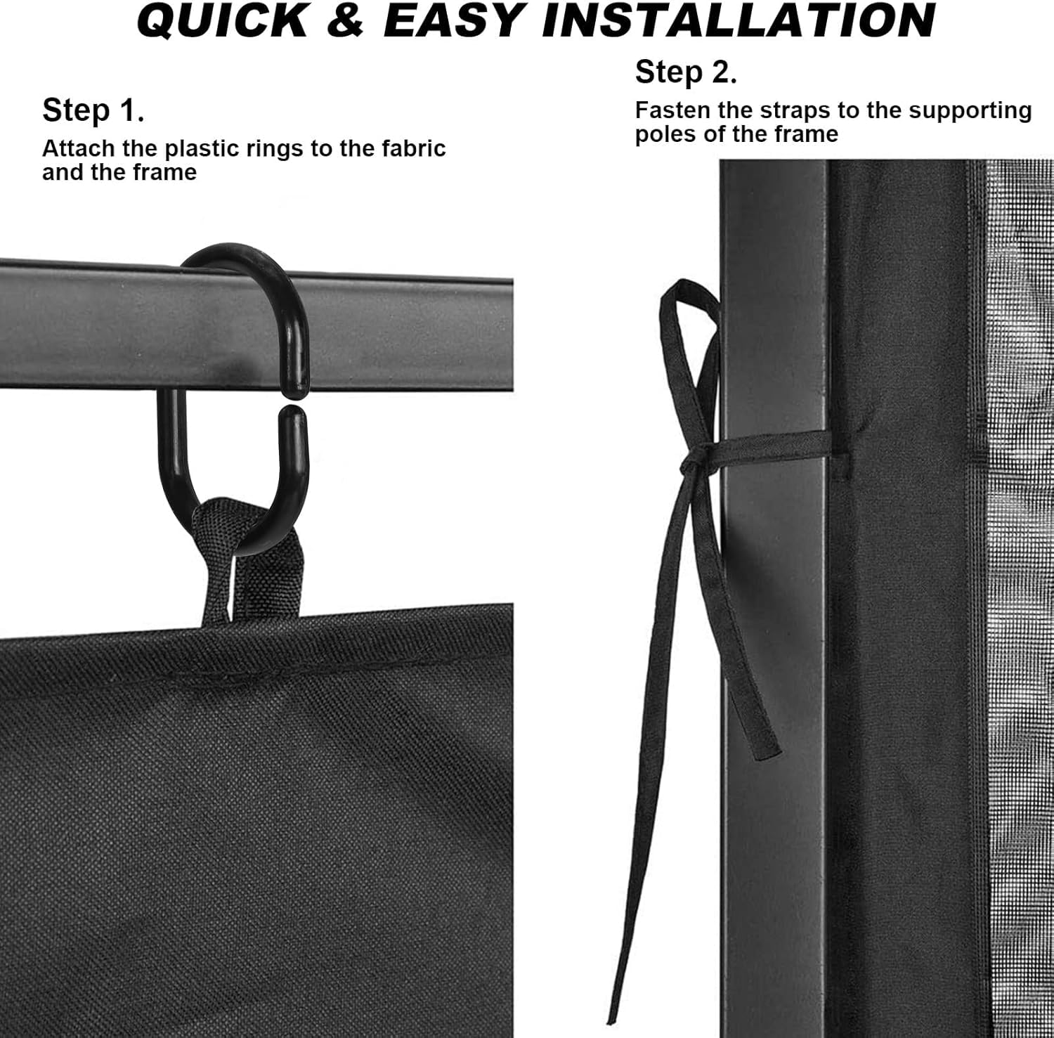 2025 Moskitonetz Outdoor,4-Teilige Sonnenschirm Mesh Moskitonetz Balkon mit Reißverschluss für Pavillon Balkon Wird mit Einer tragenden Tasche geliefert mit Gewichtsbeutel(schwarz, 300 cm x 300 cm)