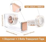 BOMEI PACK Desk Stapler Set, Tape Dispenser with 3Rolls Transparent Tape, Staple Remover with 1000 Staples and 12 Binder Clips, Acrylic Rose Gold Office Accessories Kit