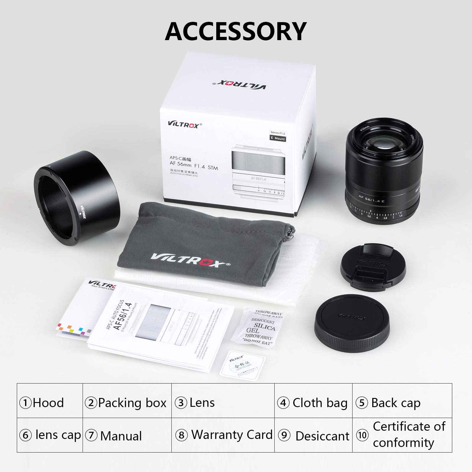 VILTROX AF 56 mm F1.4 Autofocus lens voor Sony E Mount (APS-C
