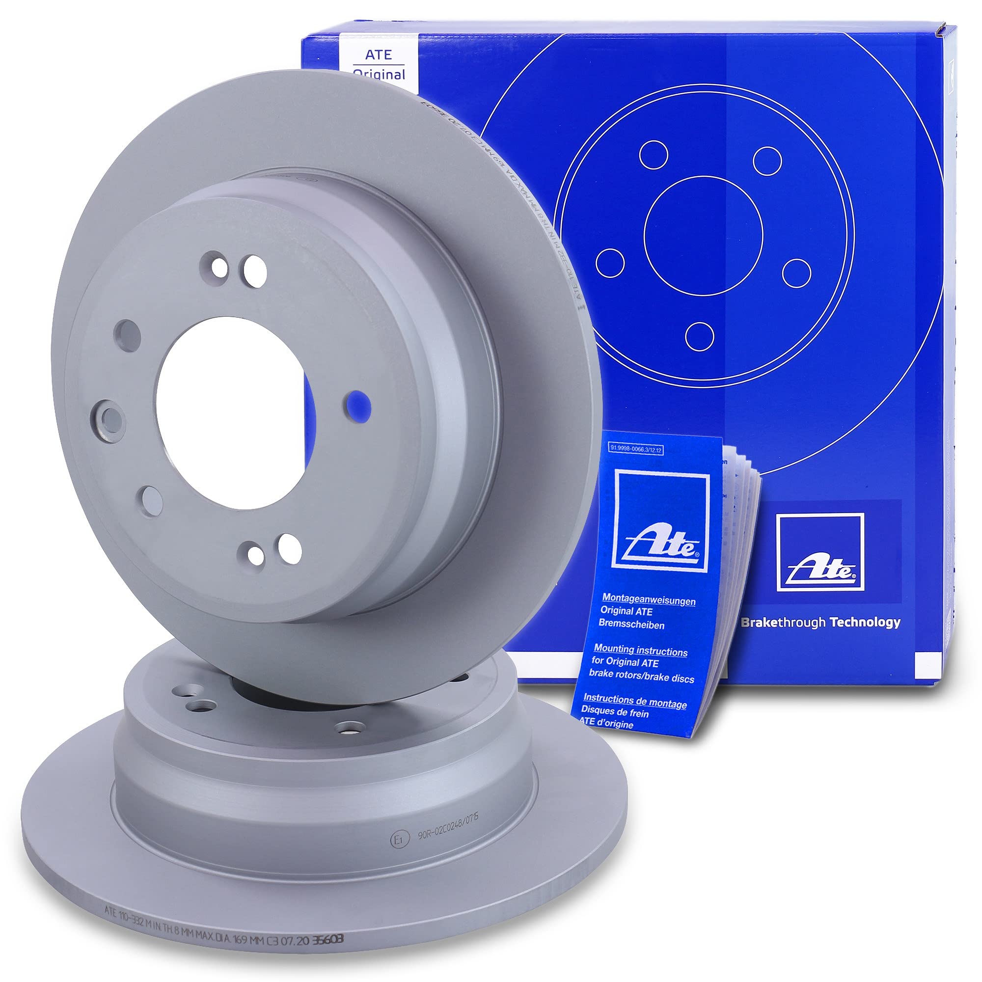 ATE Bremsenset Hinterachse inkl. Bremsscheiben hinten Ø 262 mm und Bremsbeläge hinten Kompatibel mit HYUNDAI i30 (FD), KIA CEED