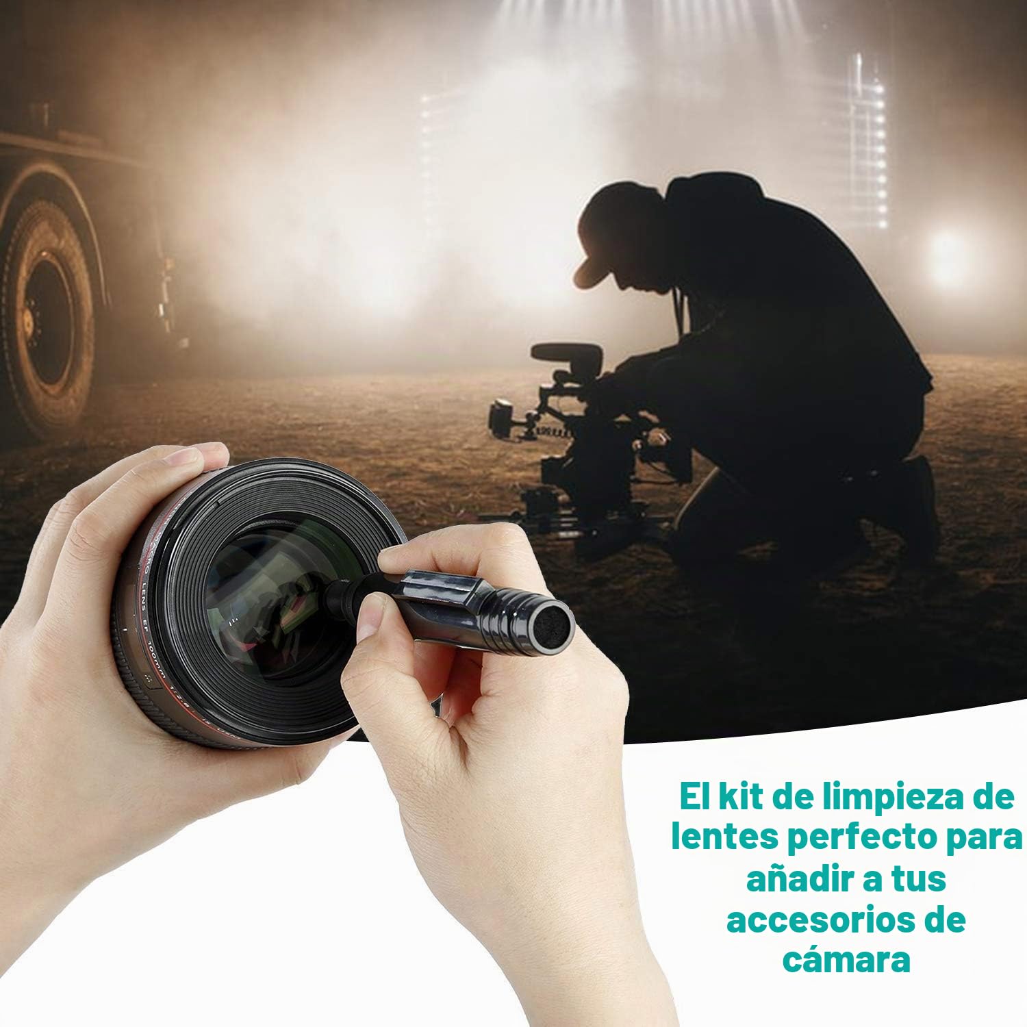 Kit de Limpieza para Cámaras DSLR Movo Deluxe Essentials con 10 Bastoncillos para Sensores APS-C, Líquido Limpiador de Sensores, Pera de Aire Rocket, Lápiz para Lente