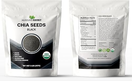 Miniatura 2 de Semillas orgánicas de chía negra crudas de alta calidad, a granel de 2 libras  USDA orgánico, sin OMG, veganas, sin gluten, keto y paleo  Semillas