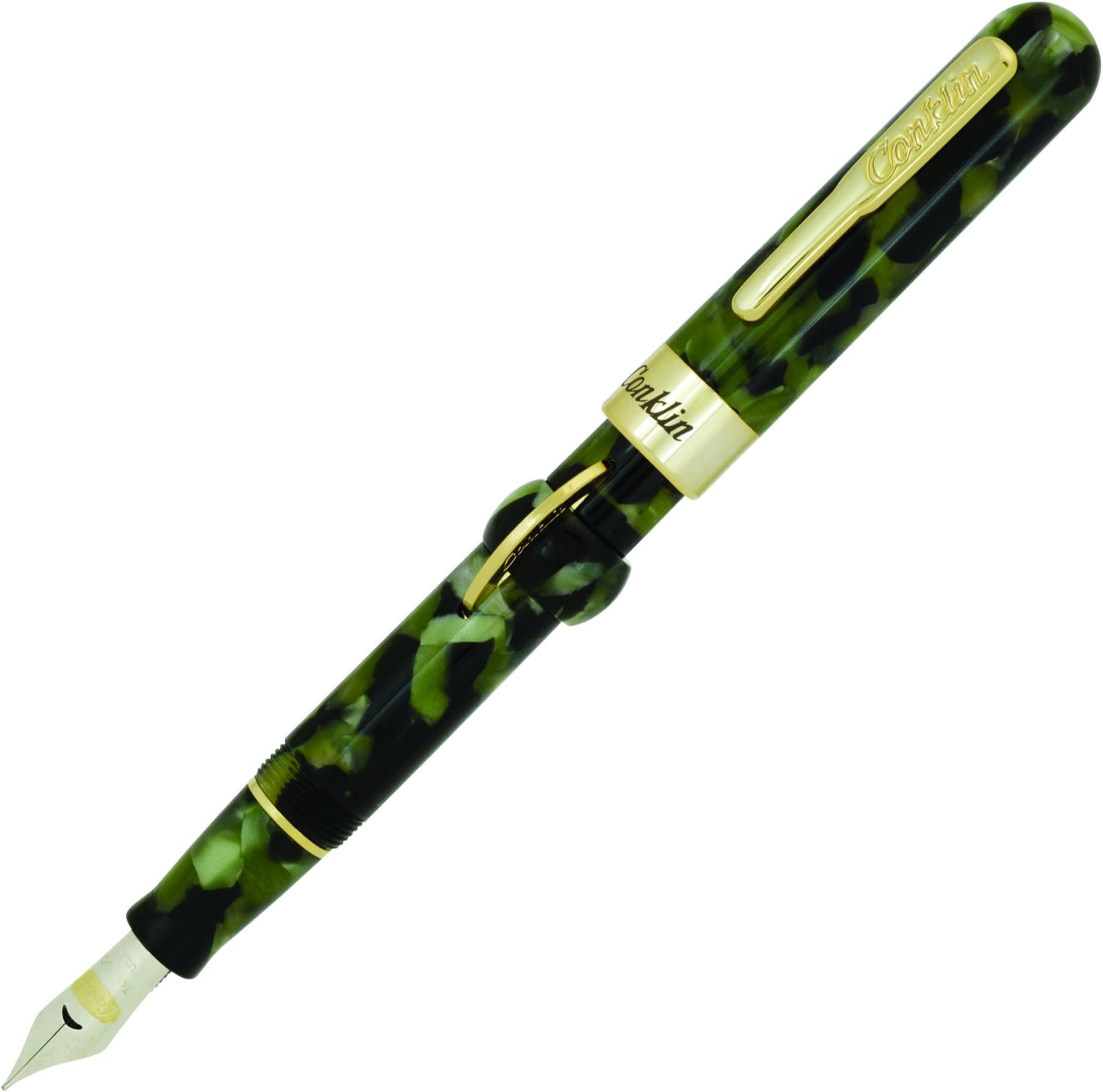 Monteverde Conklin Mark Twain Crescent Filler Fountain Pen - Fine Nib, Vintage Green (CK71760:CK71761)