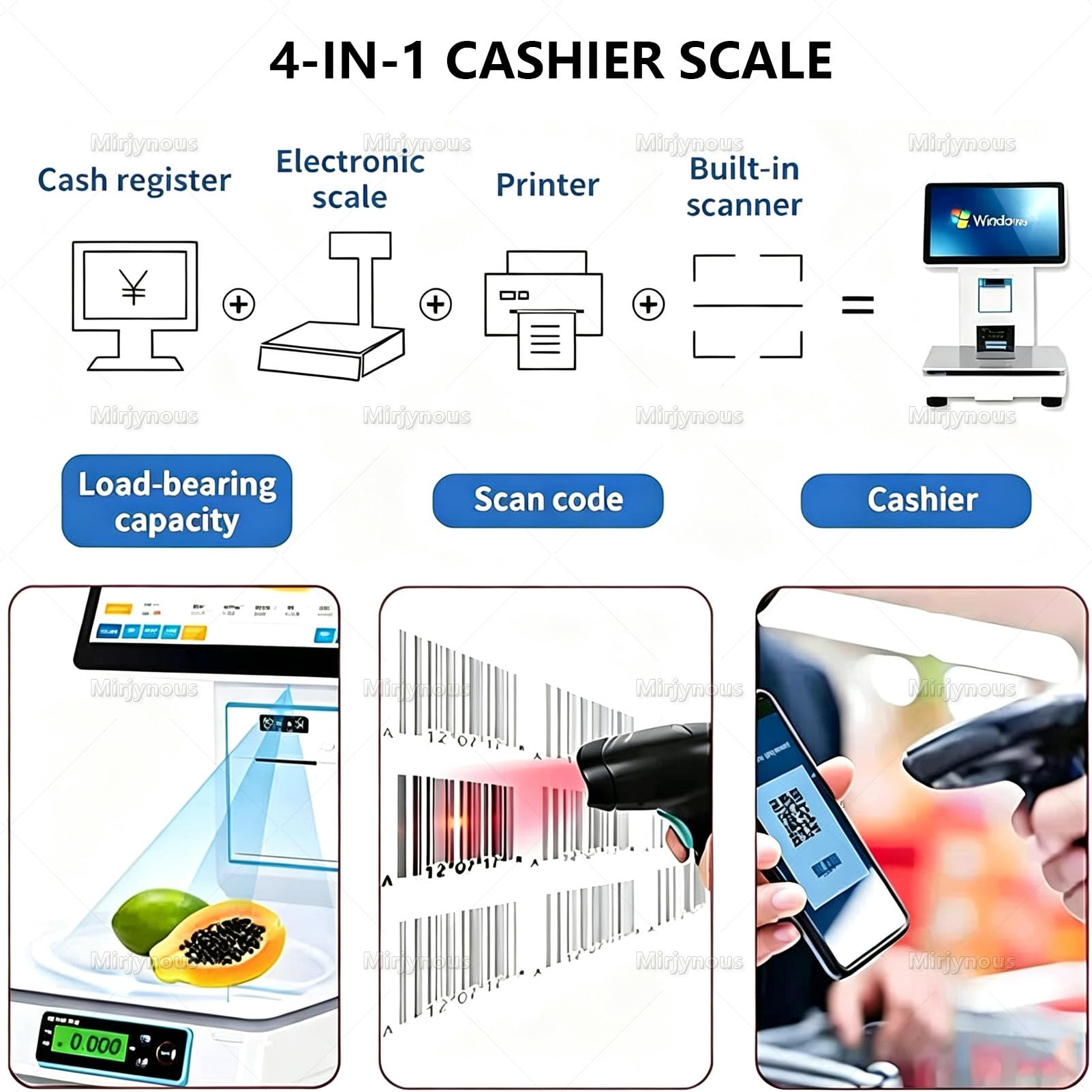 POS-System mit Waage für den Einzelhandel, Digitale Barcode-Waagen DualScreen