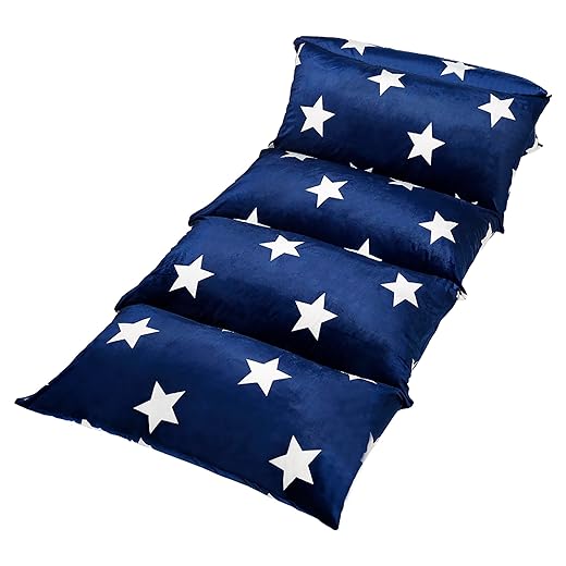 Butterfly Craze Floor Pillow Case, Mattress Bed Lounger Cover, Star Navy, Queen, Cozy Seating Solution for Kids & Adults, Recliner Cushion, Perfect for Reading, TV Time, Sleepovers, & Toddler Nap Mat