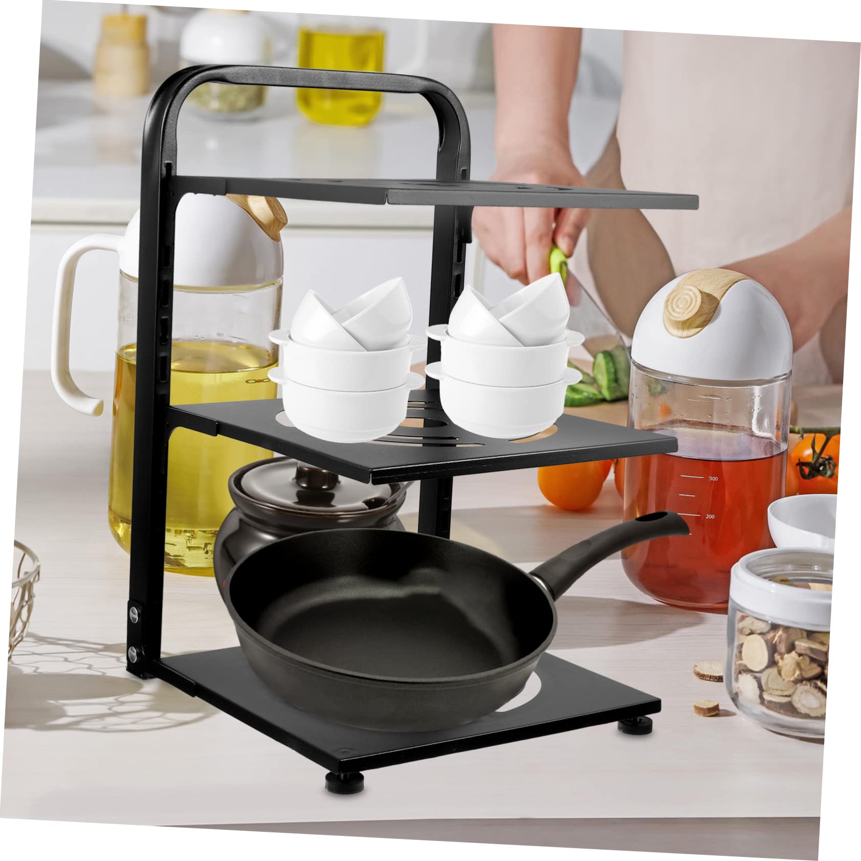 POPETPOP Organizzatore Per Pentole Regolabile Per Pentole Da Cucina in Acciaio Al Carbonio Organizer Per Padelle e Vaporiere Portapentole Multistrato Per Impieghi Gravosi
