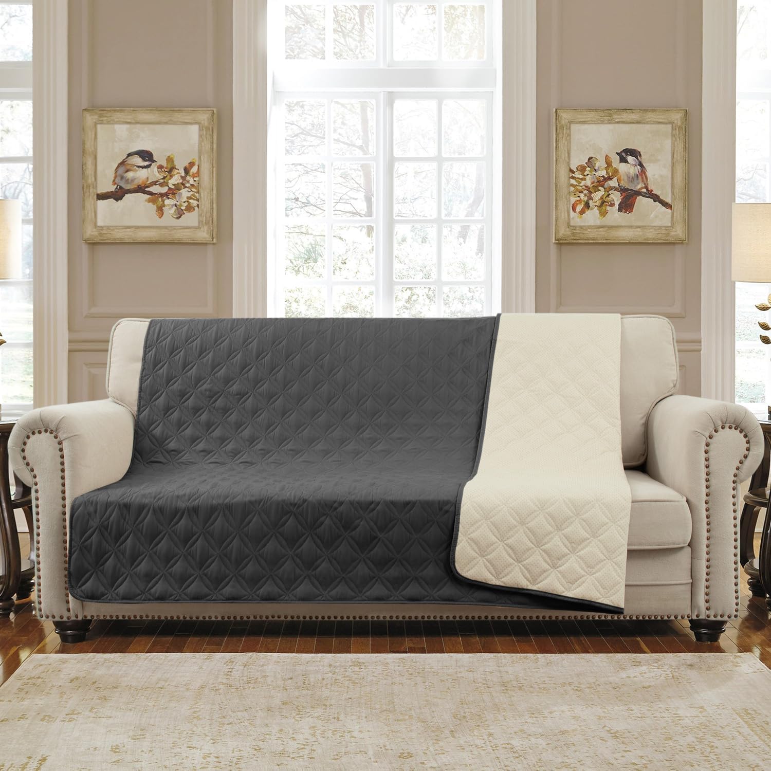 SPXTEX 100% Waterproof Dog Bed Cover, Reusable Pet Furniture Cover, Non-Slip Dog Blanket Incontinence Mattress, for Kids Children Dog Cats Cover Sofa Couch(82x102 Inches, Dark Gray)