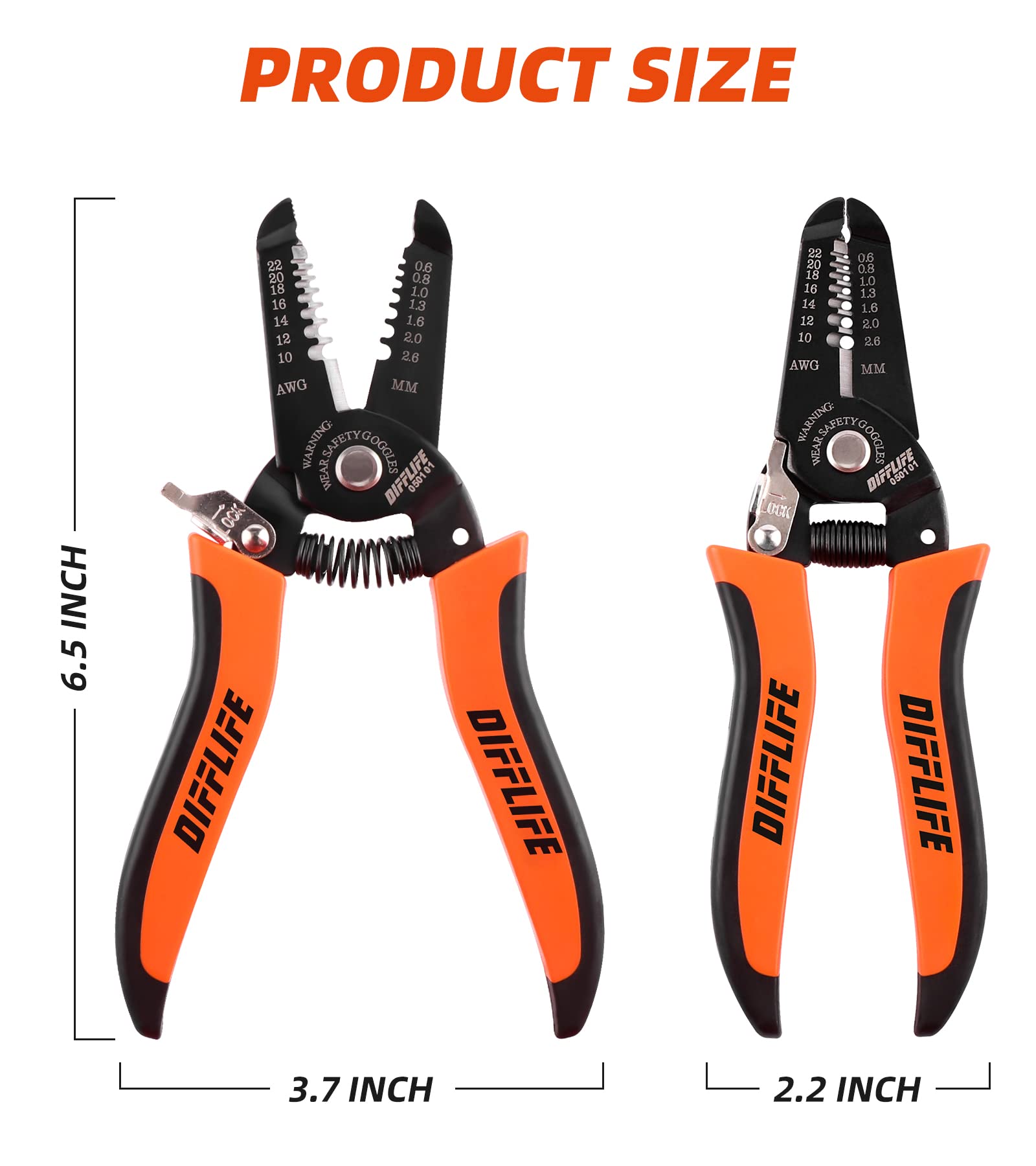 DIFFLIFE 10-22 AWG Wire Stripper Cutter Wire Stripping Tool And Multi-Function Hand Tool,Professional Handle Design And Refined Craftsmanship - Image 2