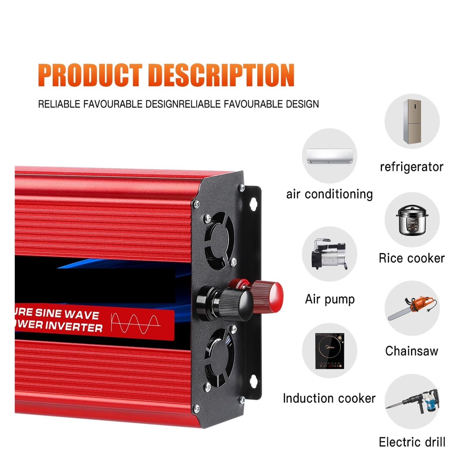 Inversor Inversor de Onda sinusoidal Pura 12V 24V a 220 1600W 2500W 3500W 4000W Convertidor de Voltaje de CC a CA 12 220 Mini Fuente de alimentación for automóvil(12V3500W)