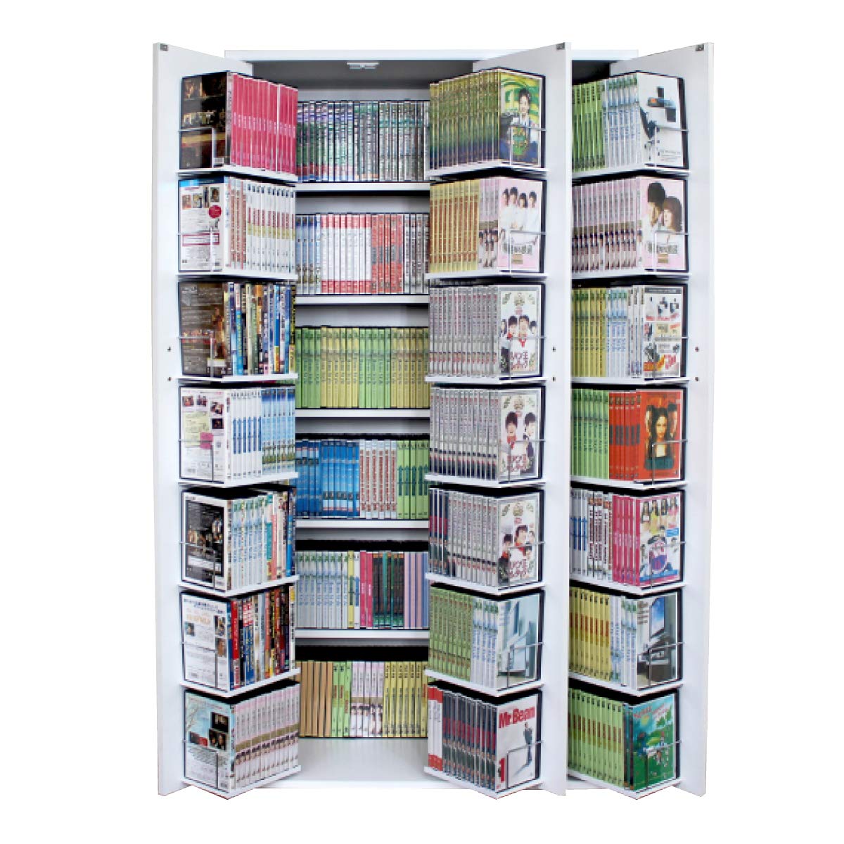 Amazon｜本棚 コミック 大容量 扉付き DVD 収納 CD ラック 書棚