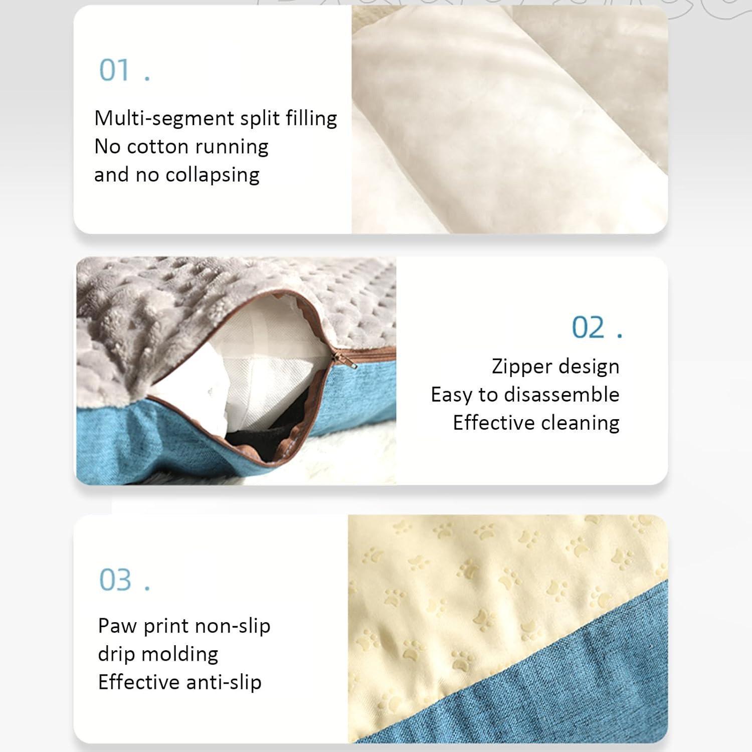 Dog Bed for Medium Small Dogs, Calming Dog Bed Mat for Large Dogs, Short Plush Pet Bed with High Back, Refillable W/Removable Washable Cover & Anti-Slip Bottom,S