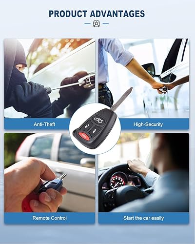 Miniatura 3 de ECCPP Funda para llave de coche sin cortar sin cortar con control remoto para Dodge Jeep Series HT692427AA (paquete de 2)