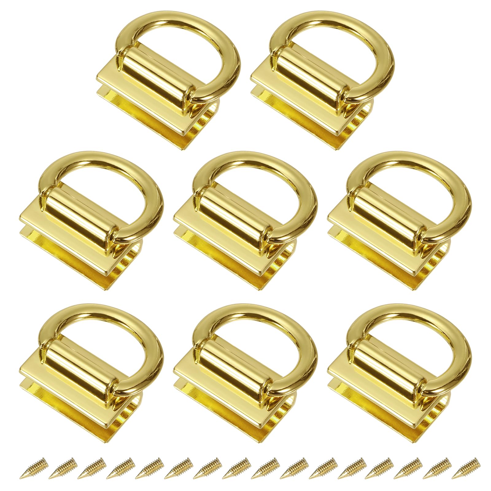 sourcing map Metal Bag Connector with D Ring, 8Pcs 28mm Purse Bridge Hanger Buckle with Screws for Purse DIY, Key Chain Lanyard (Gold Tone)